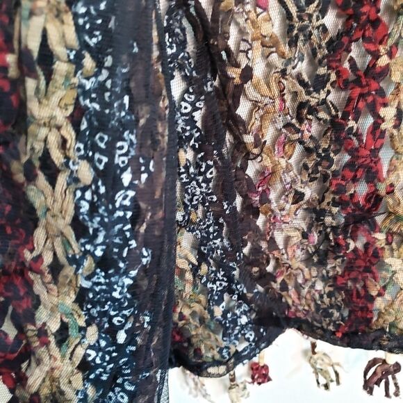 Vintage 90's Sandy Starkman Boho Hippie Woven Tassel Beaded Jacket - Picture 3 of 7